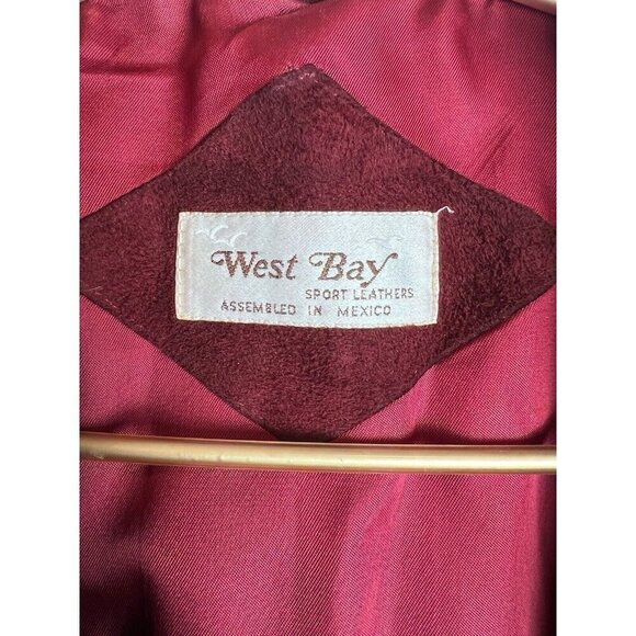 Vintage West Bay Saks Fifth Avenue Leather Bomber Maroon 14 - Picture 3 of 10